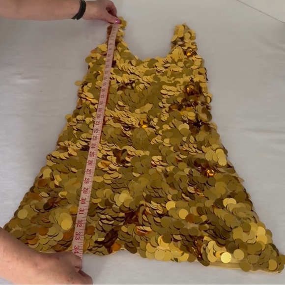 Paris Hilton Gold Sequin Paillettes Gold Dress Y2K Vintage Deadstock - Picture 16 of 16